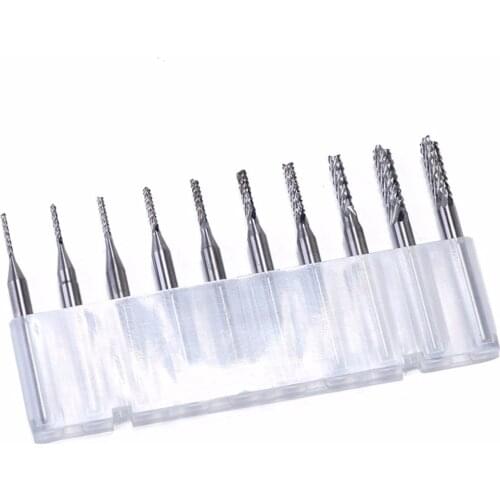 10 Pieces Set Tungsten Carbide Extended PCB Corn Cutter CNC Engraving Wood Router Corn Milling Cutter PCB Drill