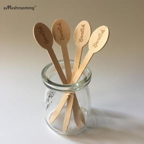 Disposable Wooden Food Signs Tags Custom Engraved Oval Wood Sticks for Eid Mubarak Ramadan Decor Buffet Pizza Fruit Markers