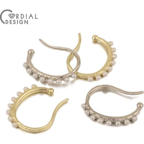 Cordial Design 100Pcs 23*26MM Earrings Stud/Hand Made/Imitation Pearl/Jewelry Findings & Components/Hooks Shape/DIY Making