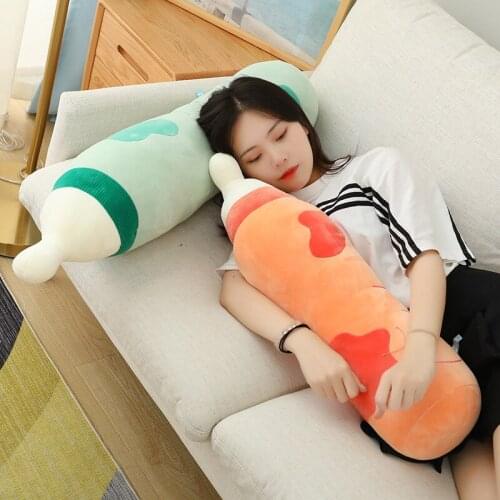 110cm Kawaii Baby Bottle Pillow Elastic Super Soft Doll Large Plush Toys Doll Accompanying Sleep Pillow Lunch Break Pillow Jouet