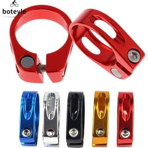 31.8/ 34.9 Screw Hollow Seatpost Clamp Titanium Saddle Clamp Mountain Road Bike Aluminum Alloy Seatpost Titanium Color Clamp