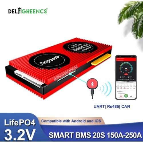 Smart BMS 20S 150A 200A 250A 60V LiFePO4 BMS 3.2v rated battery pack bluetooth rs485 can sofeware control EV Power storage