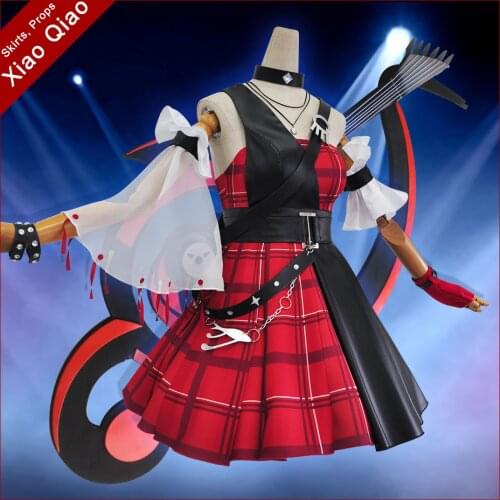 Anime Games Xiao Qiao Cosplay Dress Guitar Props Cute Loli Dress Women Costume Set