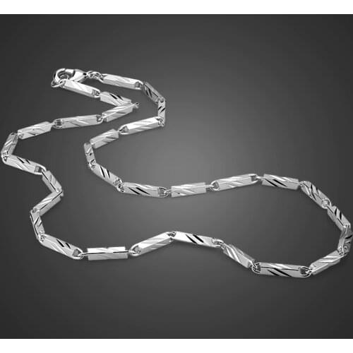 New Fashion punk Man & Woman Square carving pattern 100% 925 Sterling Silver Necklace Men 3MM 20 inches Link Chain Jewelry