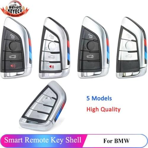 KEYECU Replacement Uncut Remote Car Key Shell Case Fob 4 Button for BMW X5 X6 2014-2016 No Colorful Stripe