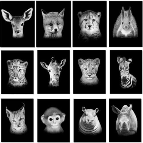 Black White Animal DIY Diamond Painting Lion Giraffe Elephant Tiger Embroidery Cross Stitch Mosaic Art Kids Living Room Decor