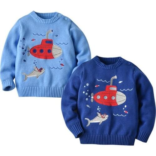 Autumn Kids Boys Girls Long Sleeve Submarine Printing Sweater Children Clothing Winter Baby Kids Boys Girls Pullover Sweaters