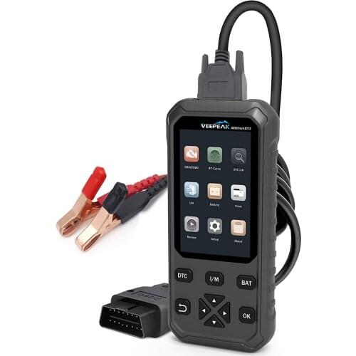 OBD2 Scanner Battery Tester 2-in-1 Diagnostic Tool with Storage Case, OBD II Code Reader, I/M Readiness and 12V Battery System