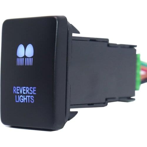 Reverse Lights Push Button Switch 12V 3A ON-Off Blue Led with Connector Wire Fit Toyota Hilux 2015/Prado 150 Series 2010-2014 Ra