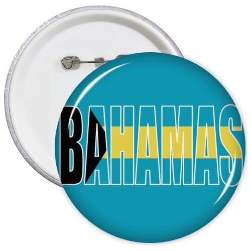 Bahamas Country Flag Name Round Pins Badge Button Clothing Decoration 5pcs Gift