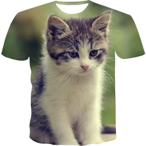 3d Printed T -Shirt Factory Direct Sale Cute Cat Series Top 2020 New Style Hot Sale European Style Short Sleeve