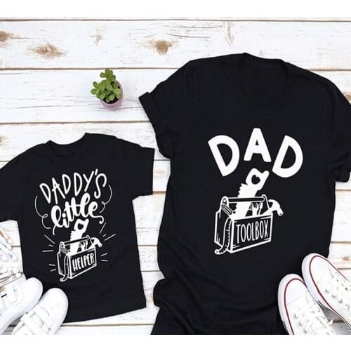 Daddy and Daddys Little Helper Family Matching T-shirts Daddy and Me Clothes Father Son Matching Tops Gift For Father and Baby