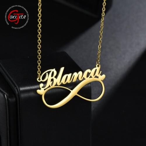 Goxijite Infinite Name Necklace For Women Stainless Steel Personalized Gold Name Choker Pendant Necklace Stainless Steel