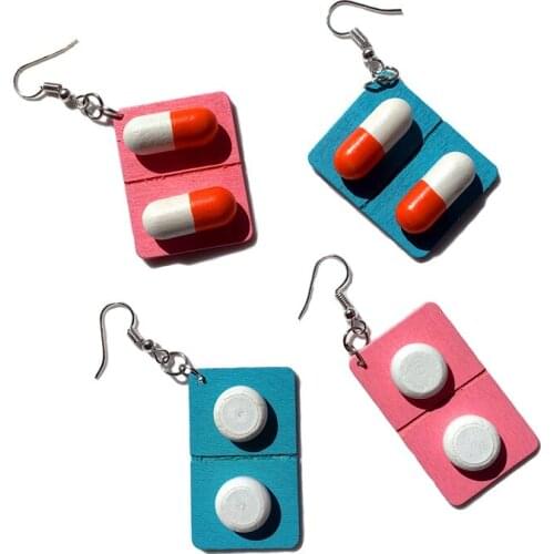 Creative Capsule Red Blue Pill Earrings Girl Party Drop Earrings Punk Jewelry Pills Cute Medical Geometric Earring Women Gift