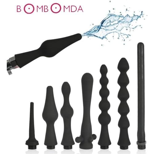 Adult Toy Shower Enema Anal Cleaning Anus Vaginal Cleaner Douche Silicone Nozzle Toilet Bidet Shower Tip Portable Bidet Sprayer