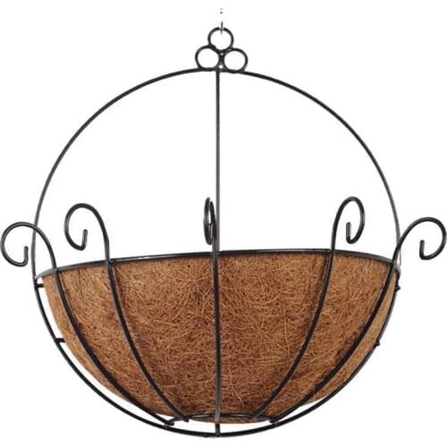Creative Half Round Planter Basket Wall Hanging Planting Pot Outdoor Coconut Garden Decor Hogard
