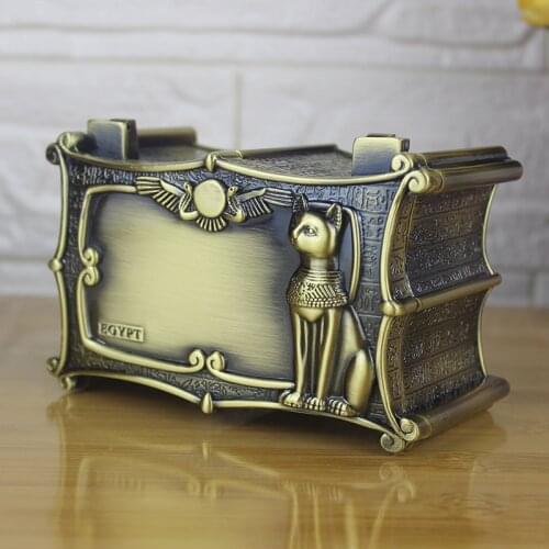 Creative Egyptian style, cat God, jewelry box, high-end exquisite metal storage box, household jewelry box