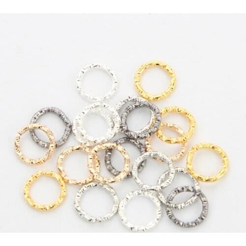 50pcs/lot 8-20mm Round Jump Rings Fashion Embossing Twisted Split Rings Connectors For Diy Charms Jewelry Making Accessories
