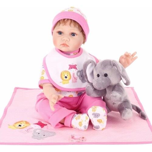 NPK new design reborn babies dolls 22"55cm silicone reborn baby doll gift with elephant realista bebes reborn menina bonecas