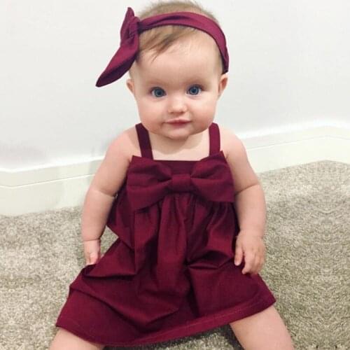 Summer Girls Birthday Dresses Vestido cotton red bowknot Party Princess dress Evening Dress Baby Girl Outfit