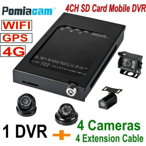 DHLFree Full HD 1080P 4CH Mobile DVR HDVR004 4G WIFI GPS SD Card Video Recorder Car Vehicle Mobile DVR Bus Camera monitor System