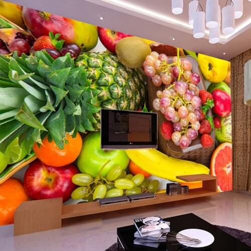 3D Wall Mural Custom Photo Wallpaper Kitchen Fruit Shop Restaurant Background Wall Decor Fruits Vegetables Wall Mural Wallpapers