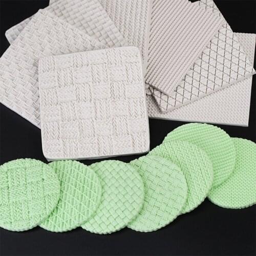 New Knitting Texture Mold Sweater Grain Sugar Turned Silica Gel Mold DIY Multi Size Baking Cake Decoration Wmj-104