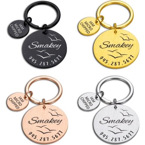 Personalized Keychain Customized Pet Name Number Tag Keychains for Pet Dog Cat Collar ID Tags Necklace Collar Pet Accessories