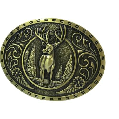 Western Cowboy Zinc Alloy Heritage Outdoor Series Wild Deer Carving Buckle