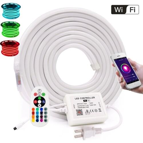 RGB Neon Strip Light Lamp 110V 220V Flexible LED Neon Rope Light White /Warm White 2835 120leds/m LED Strip