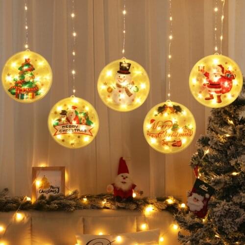 Christmas LED String Lights, Christmas Window Lights Novelty 3D Hanging Lights with 2 Charging Modes Merry Christmas LED Lamps