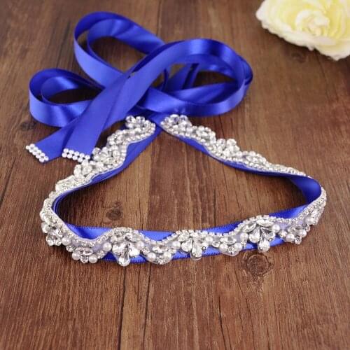 OLOMLB Bridal Belt MissRDress Big Size Wedding Dress Sash Belt With Pearls Silver Crystal Beads Rhinestones Bridal Belt