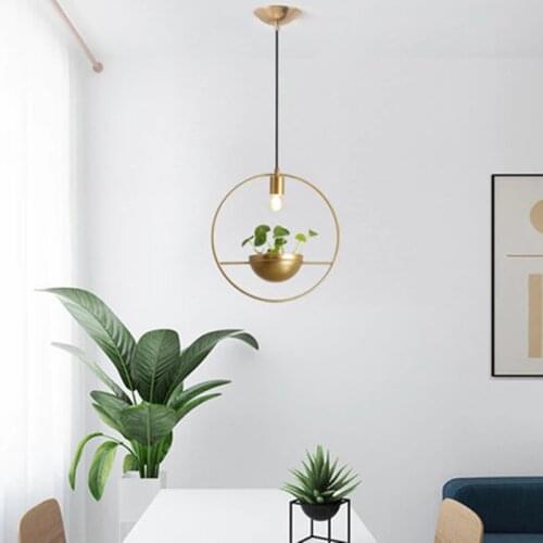 Modern Gold Single Ring Pendant Lights DIY Plant Led Hanging Lamp Dining Room Bedroom Lighting Fixtures Home Decor Luminaire E27