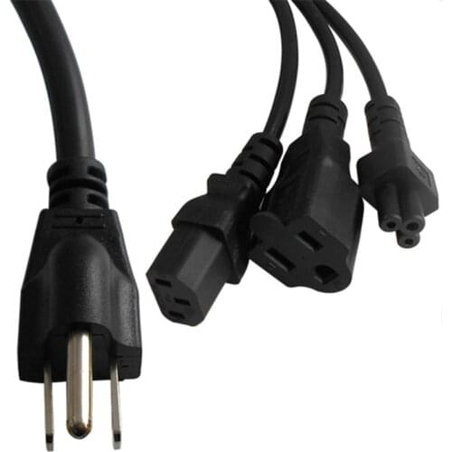 US Japan Canada Brazil Power Extension Cable Cord Cord Nema Plug 5-15P 3 Pin To US 5-15R+IEC320 C5+C13 0.6M 2ft(3*1.05)