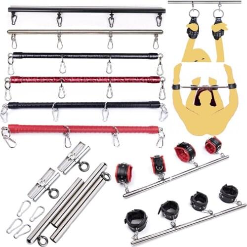 Unisex Removable Stainless Steel Spreader Bar Sex Hand Cuffs Ankle Cuff Bondage Set Slave Open Leg Restraint BDSM Exotic Sex Toy
