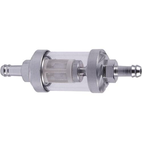 Universal Chrome Glass Fuel Petrol Diesel Inline Filter 5/16 "8mm Silver