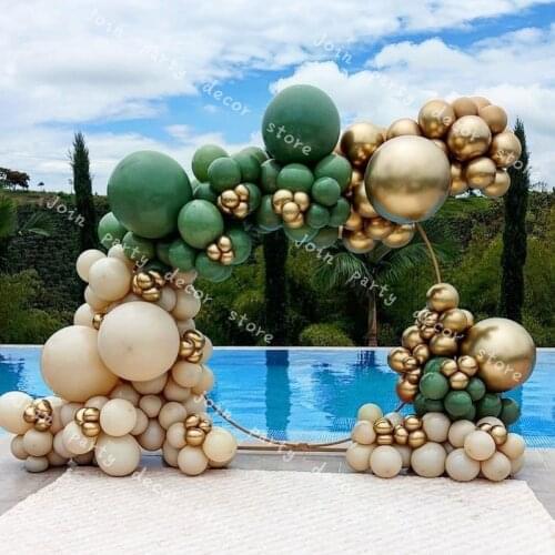 Balloons Garland Arch Retro Skin Gold Dark Green DIY Globals for Wedding Bridal Shower Party Birthday Festival Decoation