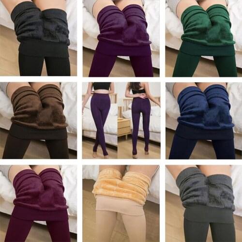 Womens Large Leggings Autumn And Winter Warm Pearl Velvet Plush And Thickened Leggings High Waist Pants
