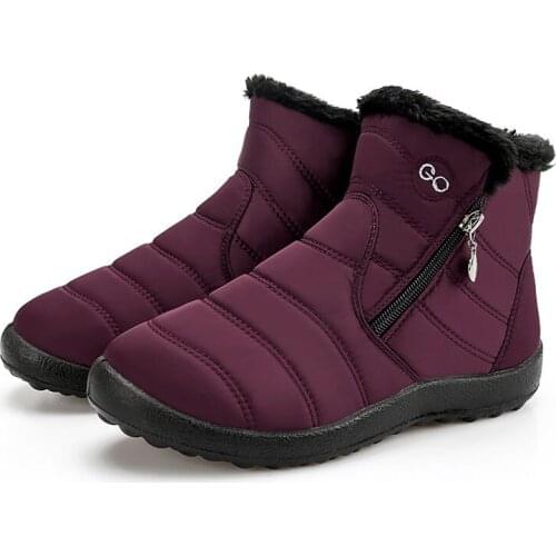 Women boots 2021 warm plush solid color winter boots women side zipper waterproof non slip boots ladies shoes plus size