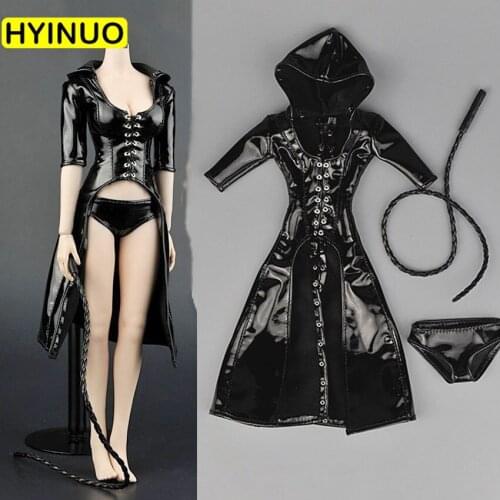 ZY5018 1/6 Scale Womens Female Sexy Leather Trench Coat Clothing Hood Suit Set for 12''Action Figure Body Doll Toys Accessories
