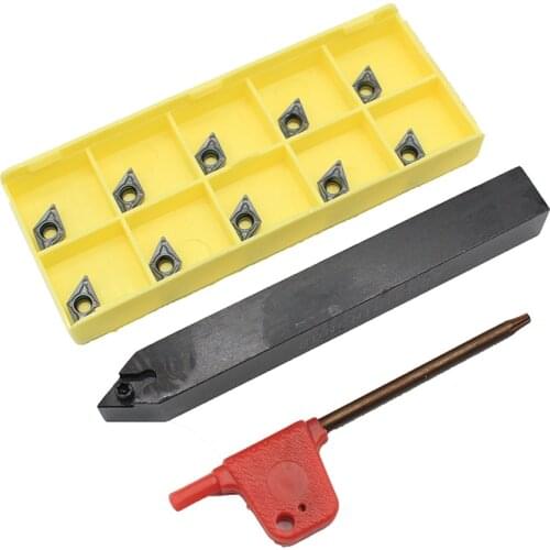 DCMT070204-MV LF6018 10PCS+1PCS SDNCN1212H07 carbide insert for CNC Lathe Turnning cutter holder turning tools holder