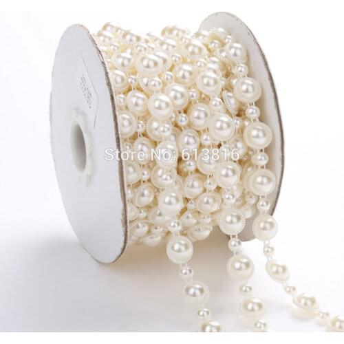 10 Yards 1 Rows Sewing Accessories 5mm+10mm Bright half round Pearls Mesh Trimming Cup Chain For Bags Design,fashion accessories