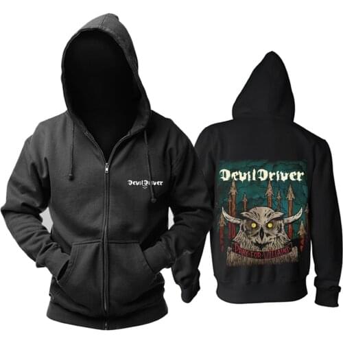 12 Styles DevilDriver Skull Demon Owl Wolf Heavy Metal Rock Hoodies Winter Jacket Men Sweatshirt Zipper Fleece Sudadera Punk