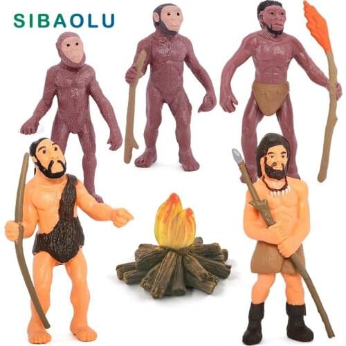6pcs Primitive Human Evolution Figurine People Model DIY Home Decor Bonsai Miniature Fairy Garden Decoration Accessories Modern
