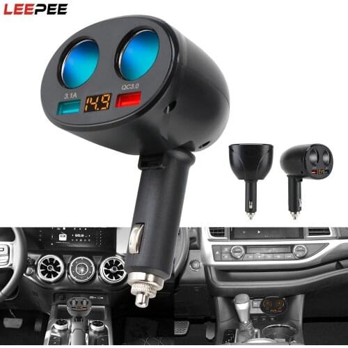 Car Cigarette Lighter Socket Splitter Charger Plug Adapter 2 USB Car Charger With Voltage LED Display