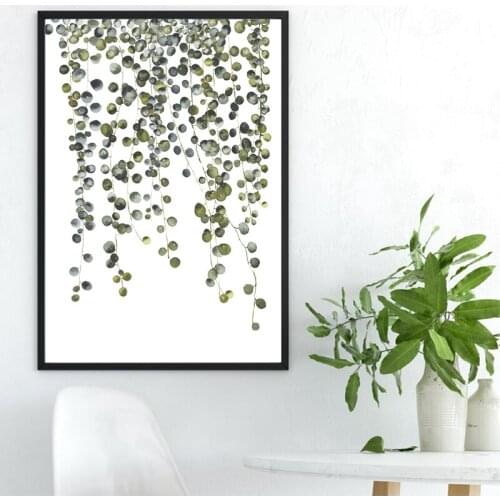 Watercolor Pearl Plant Canvas Painting Art Wall Picture , Botanical Canvas Print Succulent Poster For Living Room Wall Art Decor