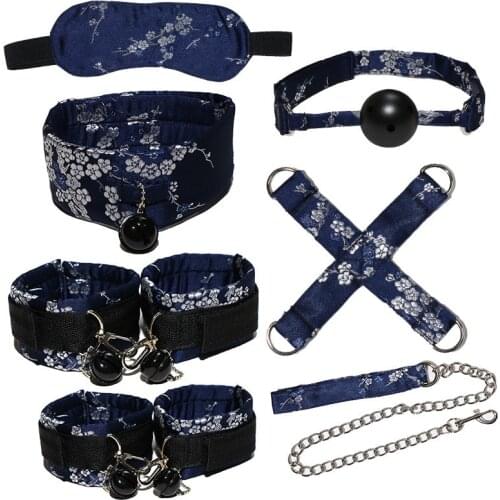 BDSM Suit Couple Flirting Game Jacquard Sex Toys Slave Bondage Bandage Handcuffs Fetters Blindfold Gag Alternative Stimulation