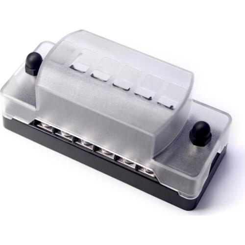 Fuse Block JOYHO 6-Way W/Negative Bus - 6 Circuit DC12V-32 ATC/ATO Fuse Box with Ground 70 pcs Stick Label, For Boat Marine Auto