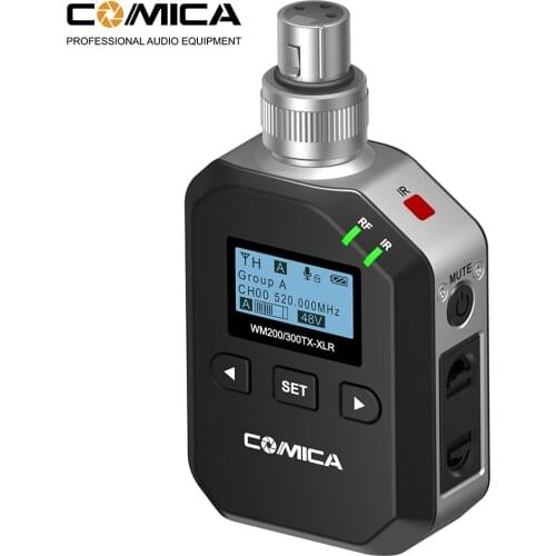 CoMica WM200/300-XLR Wireless Microphone Mic 96-Channel UHF Cannon Interface Metal XLR Transmitter with Auto IR Channel-Match