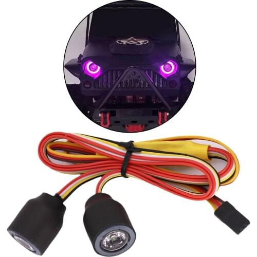 RC 5-8V 2LEDs High Bright RGB Color Headlights 12 Mode Lamps for SCX10 TRX4 D90 90046 1/10 Scale RC Crawler Accessory